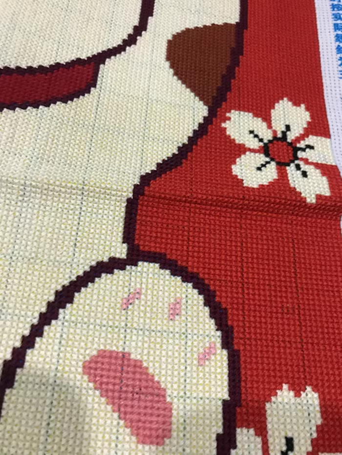 cat-1116 *สินค้าหมด* ชุดปักครอสติช ลายน้องแมวนำโชค (ปักเต็มผืนผ้า ไม่มีเดินเส้น ผ้า11CTพิมพ์ลาย ปักครั้งละ 3 เส้นเล็ก) ขนาด 50*70 ซม. ผ้าครอสติช 11CTพิมพ์ลายปักบนผืนผ้า+ไหมคอตตอน 12 สี+ผังลาย+เข็ม