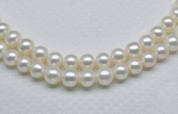 สร้อยคอไข่มุกแท้ 6-7 มิล กลม สีขาว แบบ 2 เส้น AAA