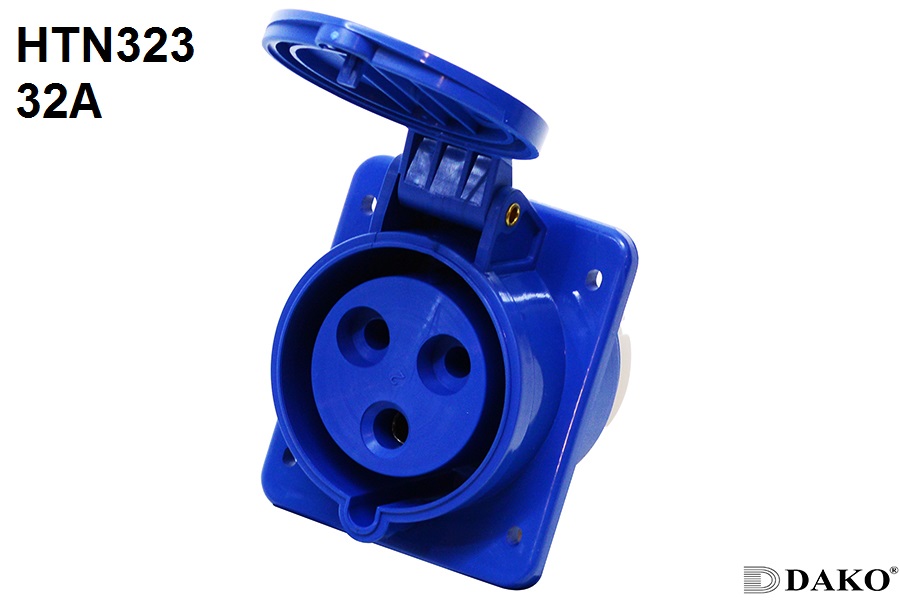 HTN 323 ปลั๊กตัวเมียฝังเฉียง 2P+E 32A 230V IP44 6h