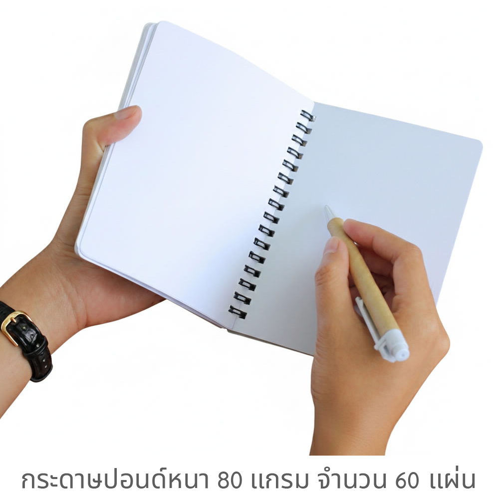 เนื้อในสมุดเขียน ปกพลาสติก สันลวดลายภาษาญี่ปุ่น 