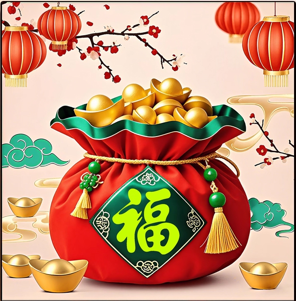 chinese-1113 *สินค้าหมด* ชุดปักครอสติช ลายถุงทองอักษรมงคล โชคดีมีความสุข (ปักเต็มผืนผ้า ไม่มีเดินเส้น ผ้า9CT พิมพ์ลาย ปัก 4 เส้นเล็ก) ขนาด 50*50 ซม.ผ้าครอสติช 9CTพิมพ์ลายปักบนผ้า ไหมคอตตอน 25 สี ผังลาย เข็ม