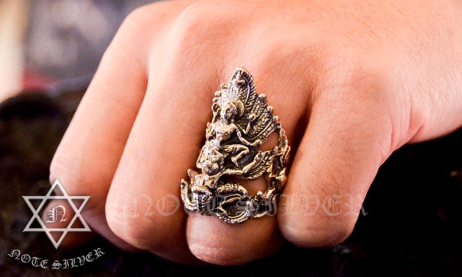 แหวนเงินแท้ นารายณ์ทรงครุฑ Sterling Silver 925 NSRG744