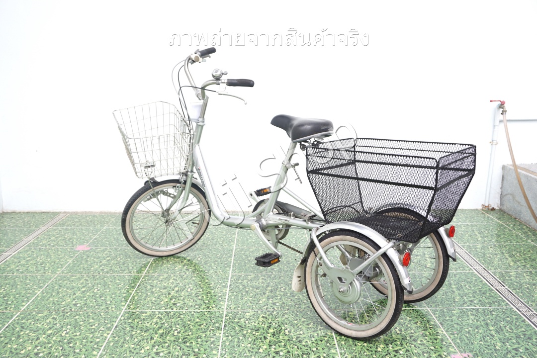 จักรยานสามล้อญี่ปุ่น - ล้อ 18/16 นิ้ว - มีเกียร์ - อลูมิเนียม - Bridgestone - สีเงิน [จักรยานมือสอง]