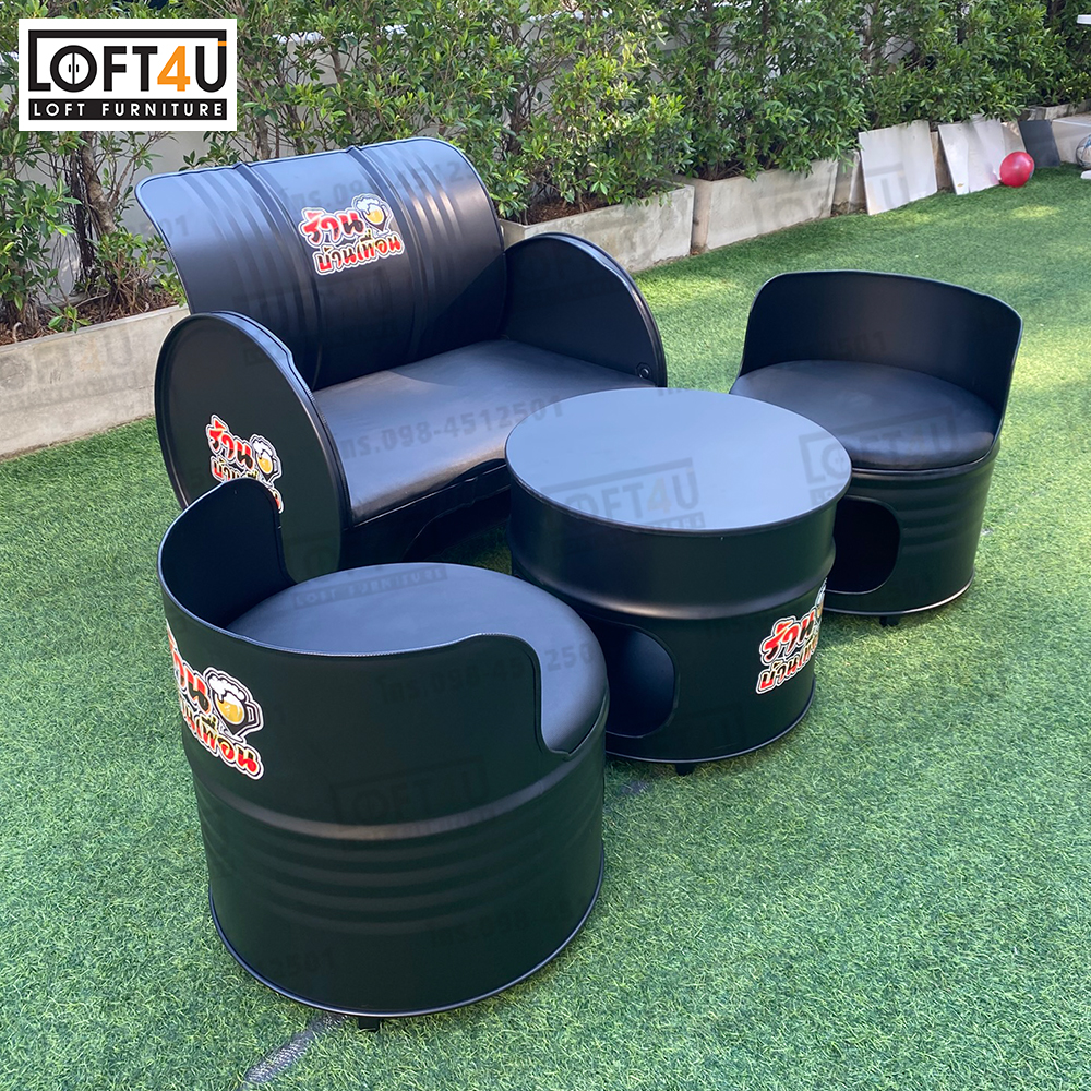 ชุดโซฟานั่งชิว : Living Table Set : leather cushion / 3-4 seats