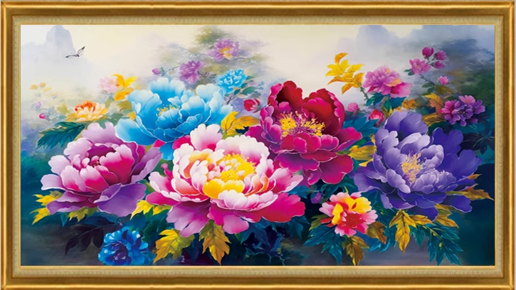 botan-1149 *สินค้าหมด* ชุดปักครอสติช ลายสวนโบตั๋น (ปักเต็มผืนผ้า ไม่มีเดินเส้น ผ้า11CTพิมพ์ลาย ปัก 3 เส้นเล็ก) ขนาด 120*71 ซม.ผ้าครอสติช 11CTพิมพ์ลายปักบนผ้า ไหมคอตตอน 66 สี ผังลาย เข็ม