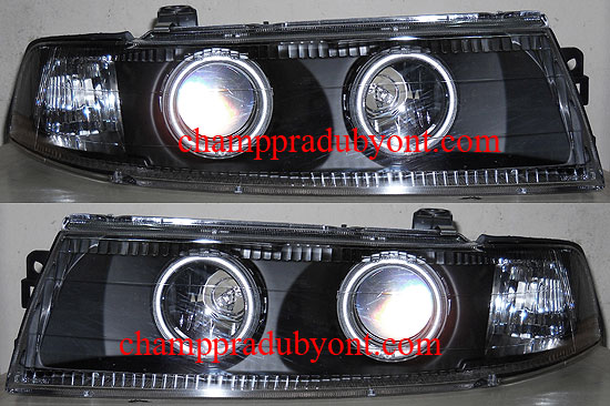 ไฟหน้าโปรเจคเตอร์ MITSUBISHI LANCER F-STYLE 00-02 ดำ วงแหวน