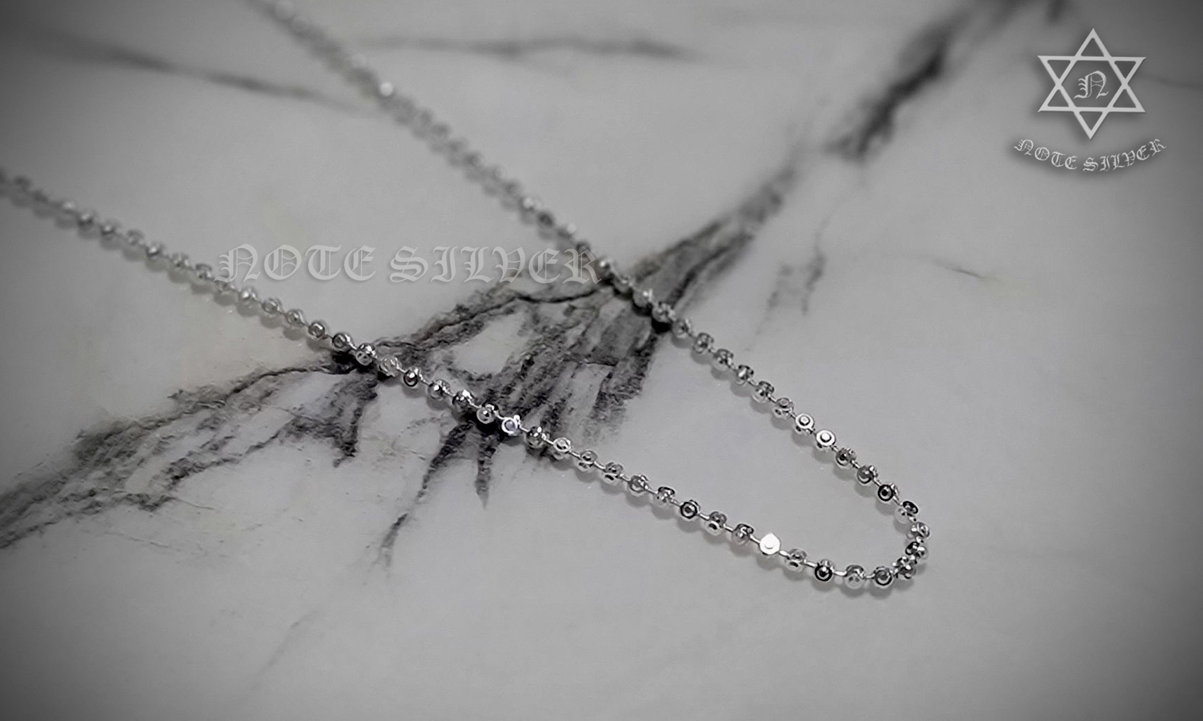 สร้อยคอเงินแท้ลายบอลกลมซ้อนกัน ตะขอดั้งเดิม Sterling silver 925 NSSV2961