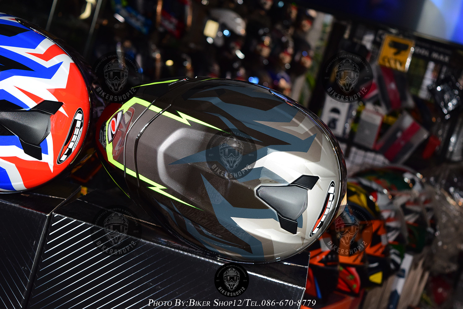 หมวกกันน็อค REAL รุ่น Falcon ลาย FIRE STORM สี ดำ-เทา