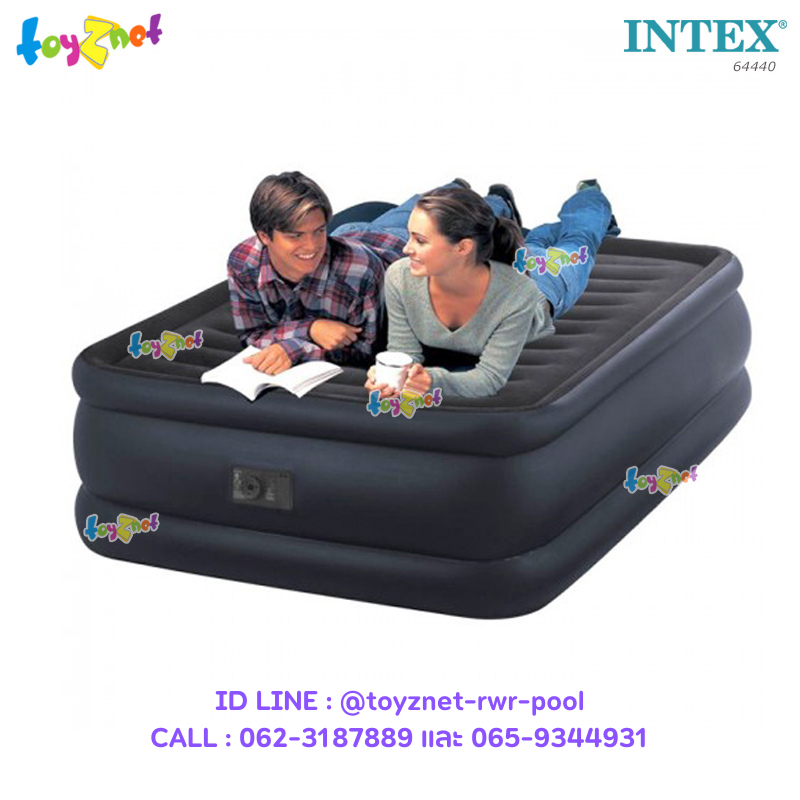 Intex Raised Downy Airbed 5ft (Queen) 1.52x2.03x0.56 m w/Built-in Elec. Air Pump no. 64440