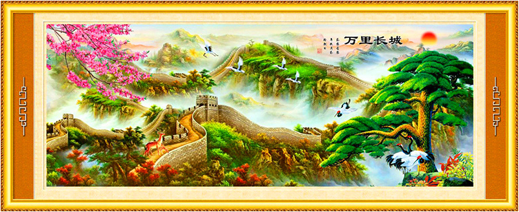 view-2100 *สินค้าหมด* ชุดภาพติดคริสตัลกลม ลาย กำแพงเมืองจีน (งานติดเต็มภาพ) ขนาด 100*40 ซม.ผ้าแคนวาส ลงกาวติดเต็มลาย+คริสตัลกลม 40 สี+อุปกรณ์ครบชุด