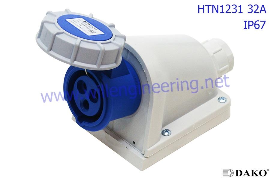 HTN 1231 ปลั๊กตัวเมียติดลอย 2P+E 32A 230V IP67 6h