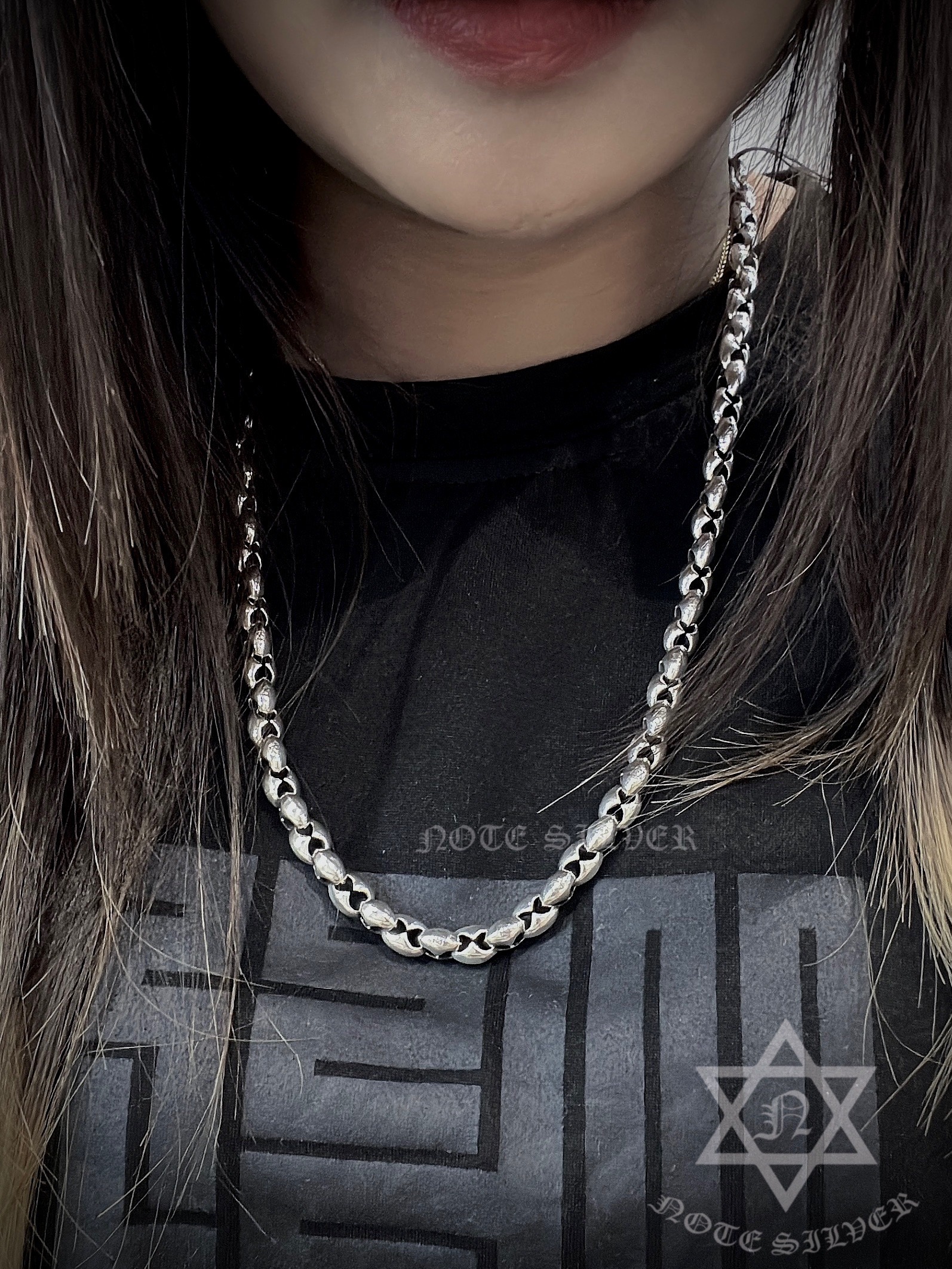 สร้อยคอเงินแท้ ลาย Infinity Size L (งานตัน) ตะขอ Star of David 26" NSNL1179