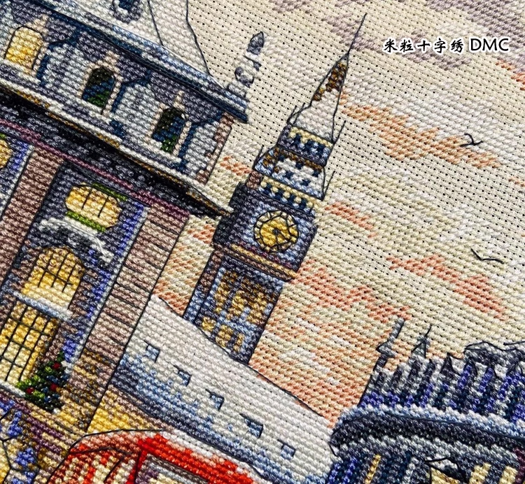 view-1106 *สินค้าหมด* ชุดปักครอสติช ลายเมืองลอนดอน (ผ้า14CTพิมพ์ลาย ปัก 2 เส้นเล็ก) ขนาด 54*41 ซม.ผ้าครอสติช 14CTพิมพ์ลายปักบนผ้า ไหมคอตตอน 37 สี ผังลาย เข็ม