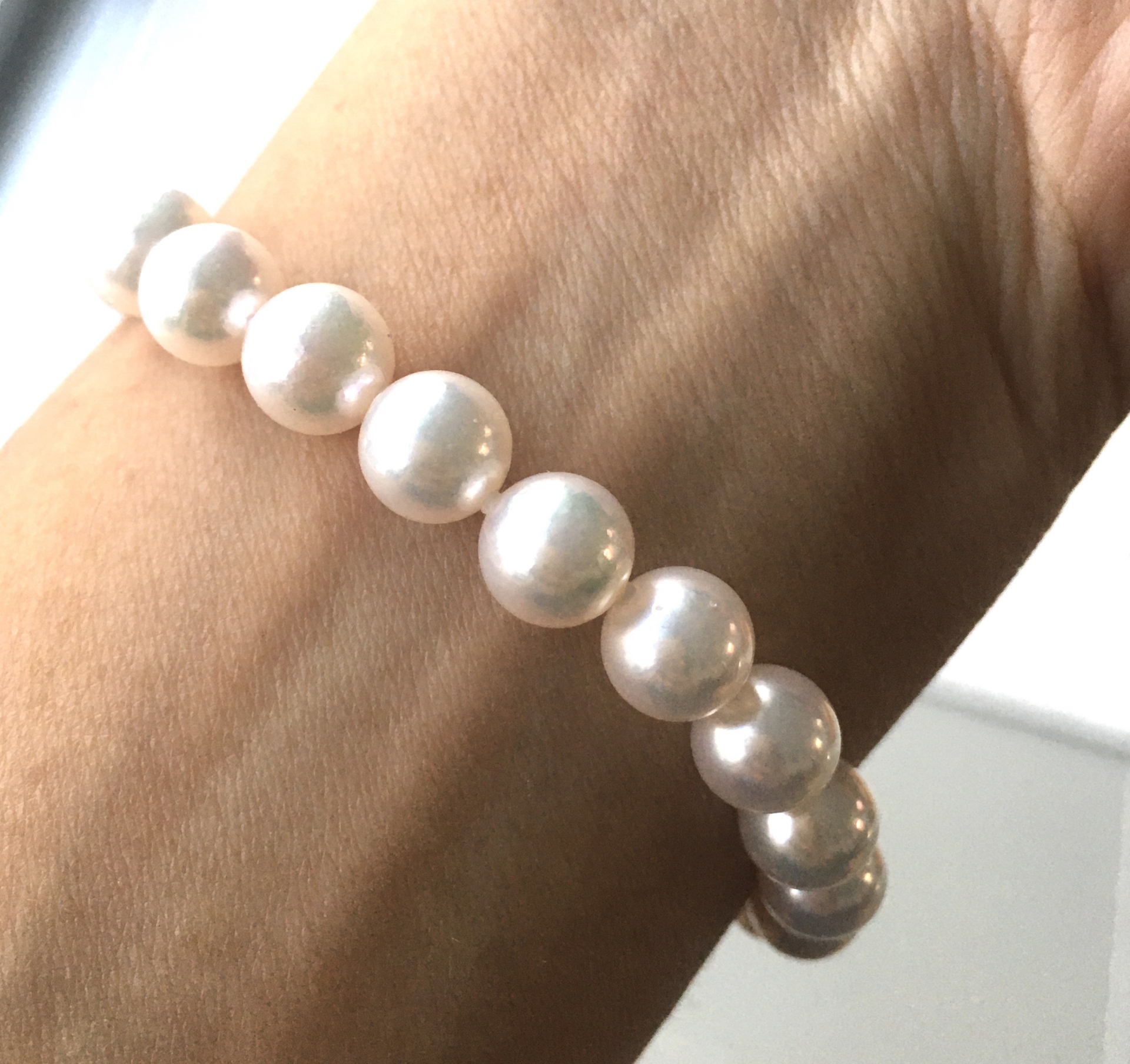 สร้อยข้อมือไข่มุกอะโกย่าญี่ปุ่นแท้ ขนาด 7-7.5 มิล ตะขอ 14K