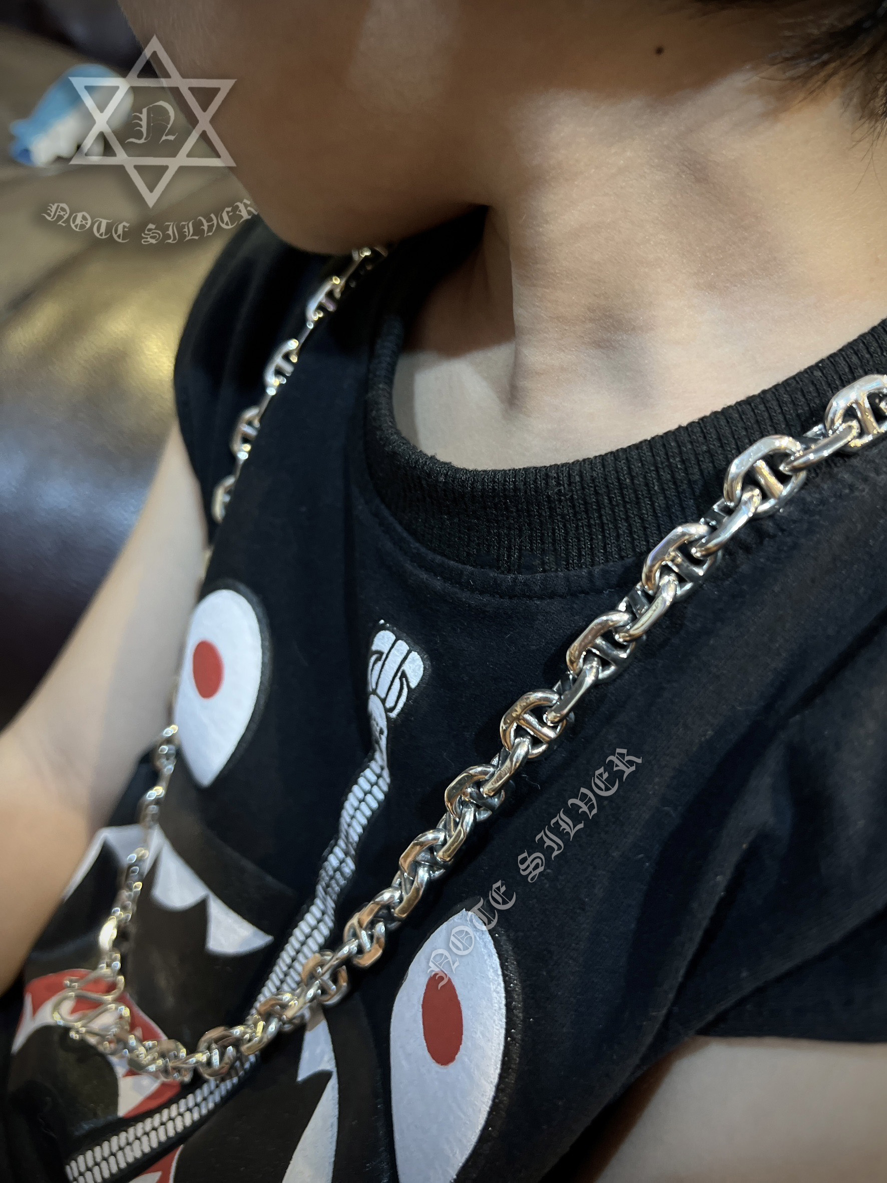 สร้อยคอเงินแท้ลายกุชชี่ ขนาดหน้ากว้าง 10mm Sterling Silver 925 NSNL3404