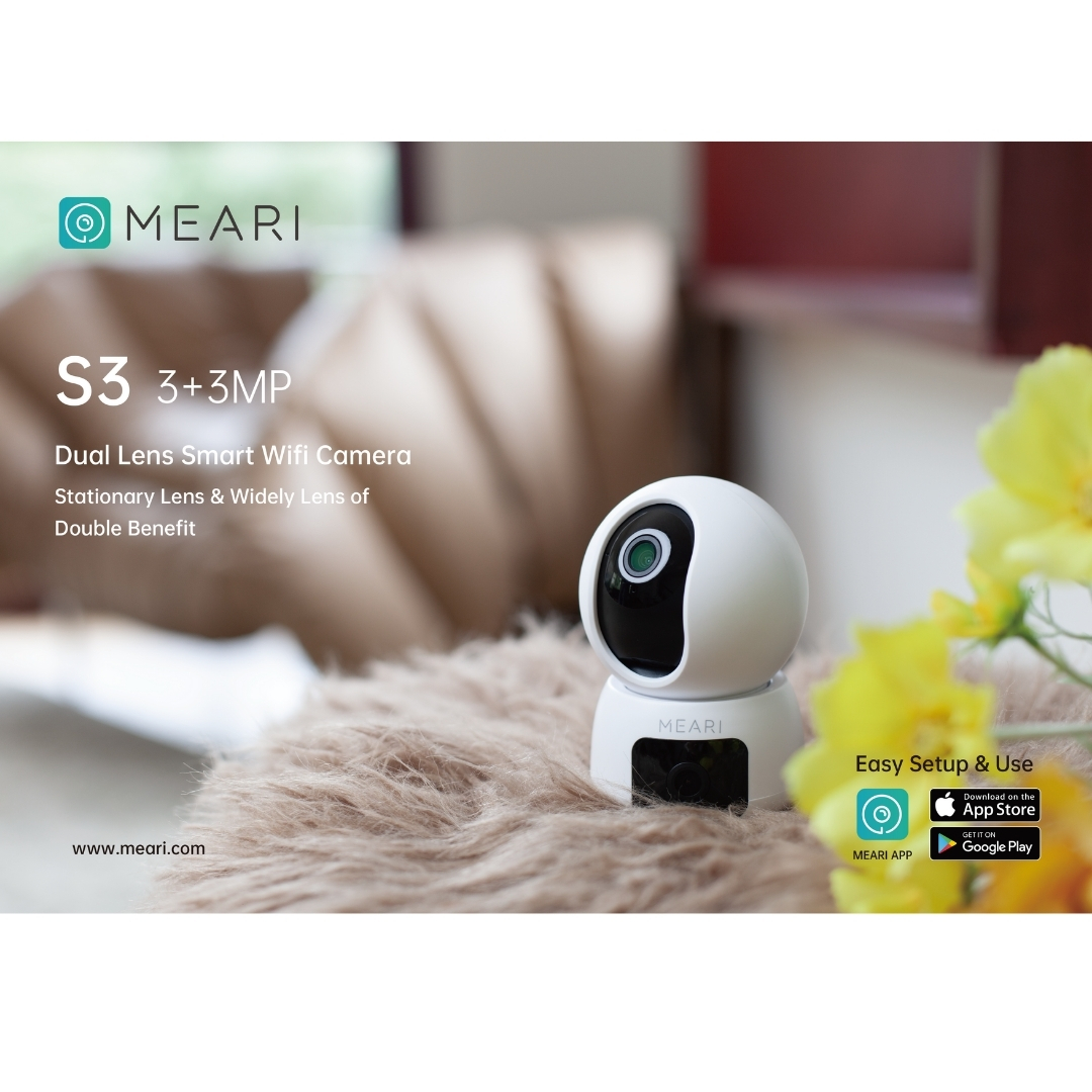 MEARI S3 กล้องวงจรปิดระบบ IP 3MP+3MP WiFi Indoor P/T CAMERA รองรับการสื่อสารสองทาง BY BILLIONAIRE SECURETECH MEARI S3