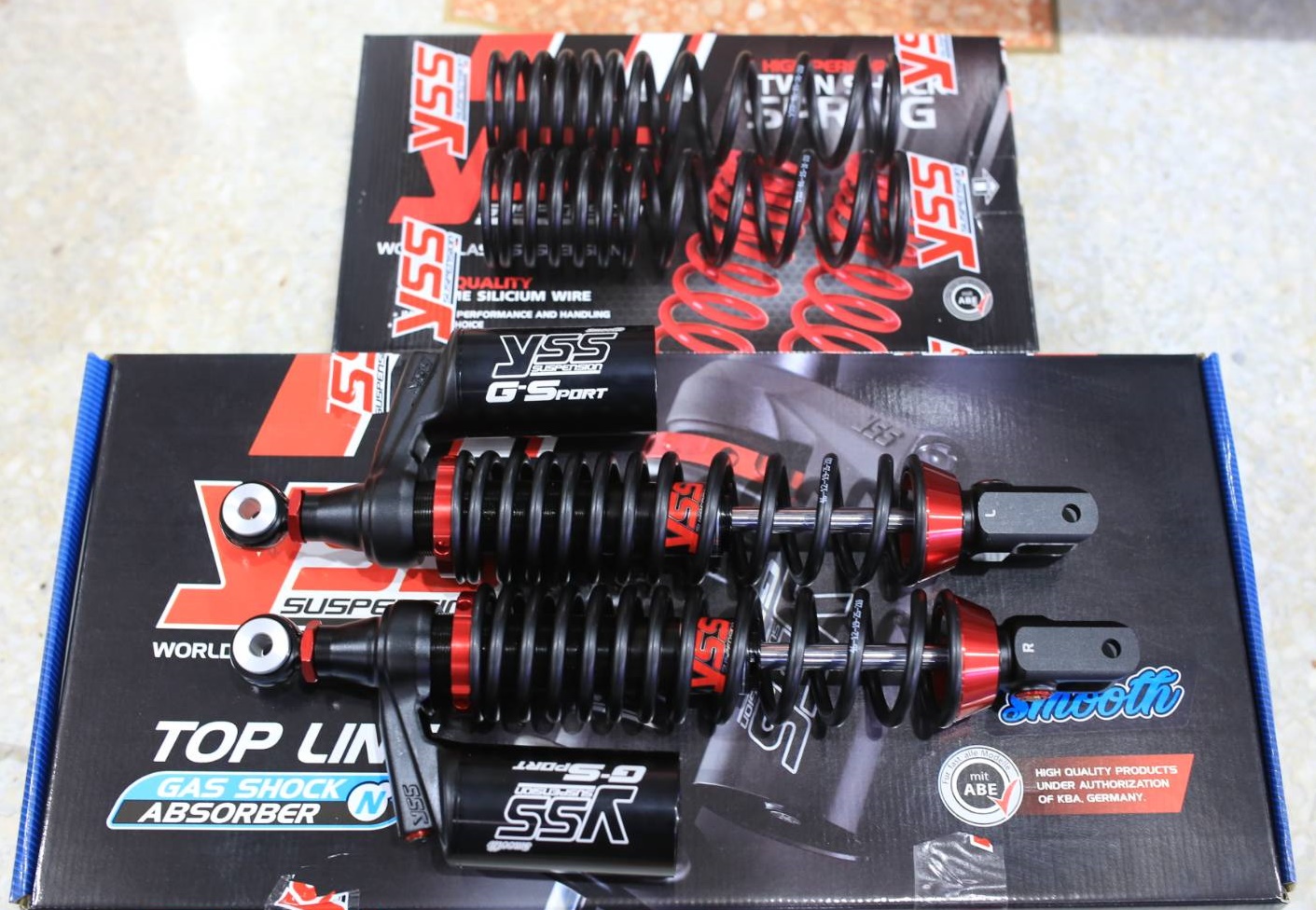 โช๊ค Yss G-SPORT ความสูง365MM PCX160 TG302-365TRJ-02-888A ราคา7900 บาท แถมสปริง1ชุด