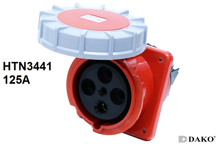 HTN3441 ปลั๊กตัวเมียฝังเฉียง 3P+E 63A 400V IP67 6h