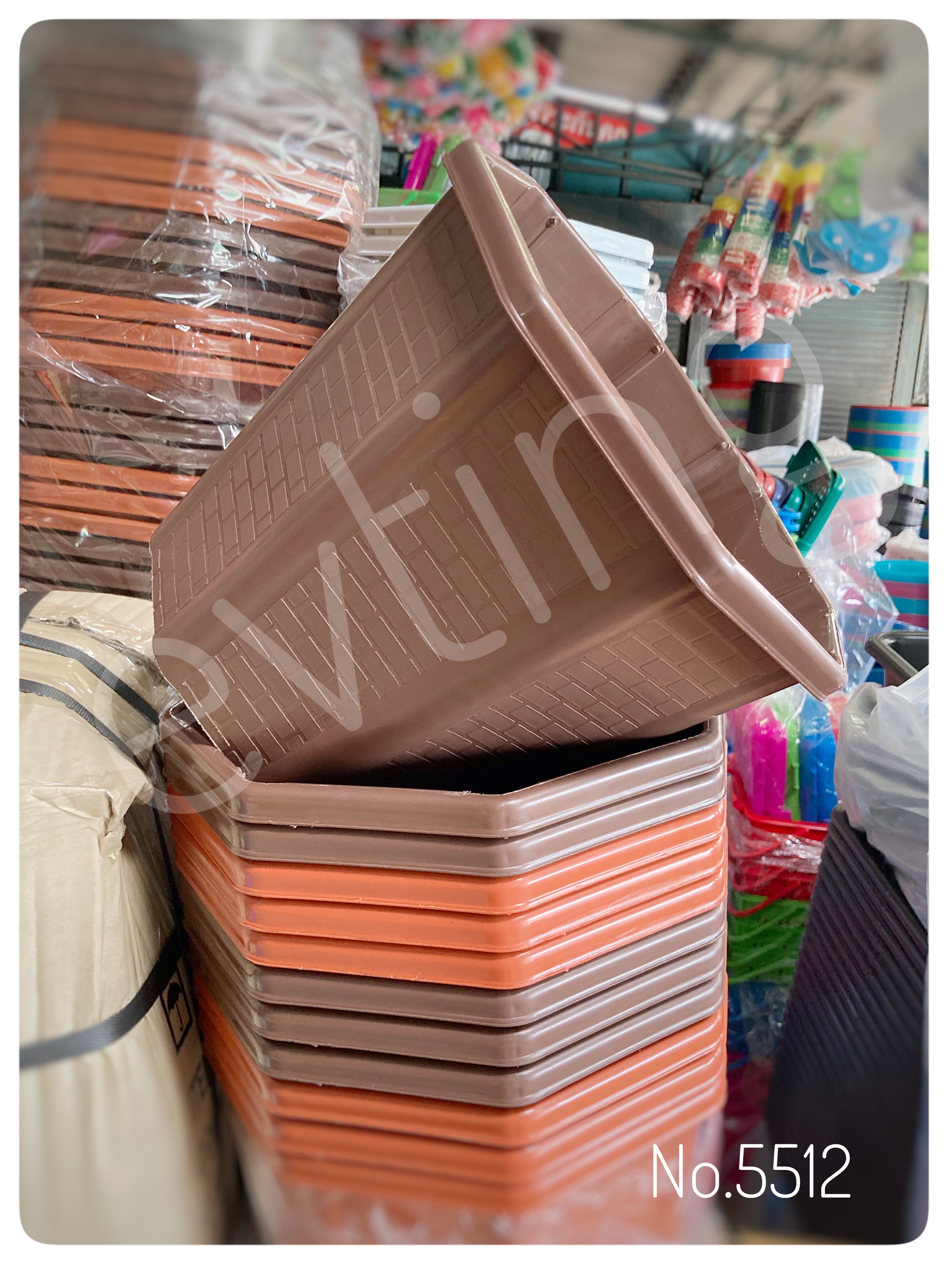 กระถาง8เหลี่ยม No.5512 อิฐ (WC)