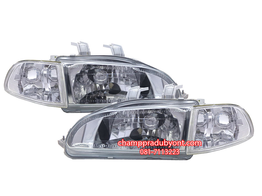ไฟหน้าเพชร HONDA CIVIC 92-95 4D ขาว พร้อมมุมเพชร