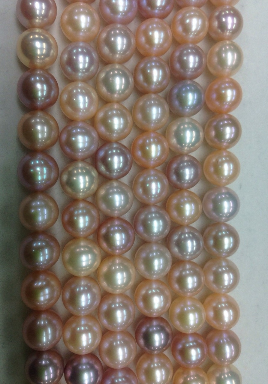 สร้อยคอไข่มุกแท้ 8.5-9.5 มิล กลม Multi-Color, AAA++