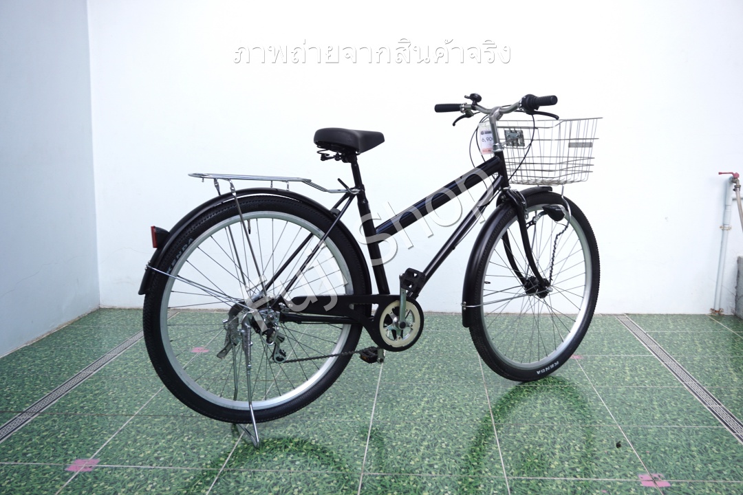 จักรยานแม่บ้านล้อโต ญี่ปุ่น - ล้อ 29x2.1 - เกียร์ 6 สปีด - ไฟหน้าอัตโนมัติ - Gakuchari - สีดำ [จักรยานมือสอง]