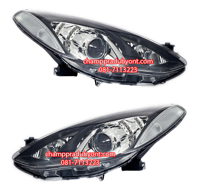 ไฟหน้าโปรเจคเตอร์ MAZDA 2 10-14 ดำ