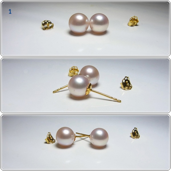 ต่างหูไข่มุกแท้ 7.5-8มิล กลม ก้านทอง 14k AAA (สั่งสีตามหมายเลขที่ระบุบนภาพ)
