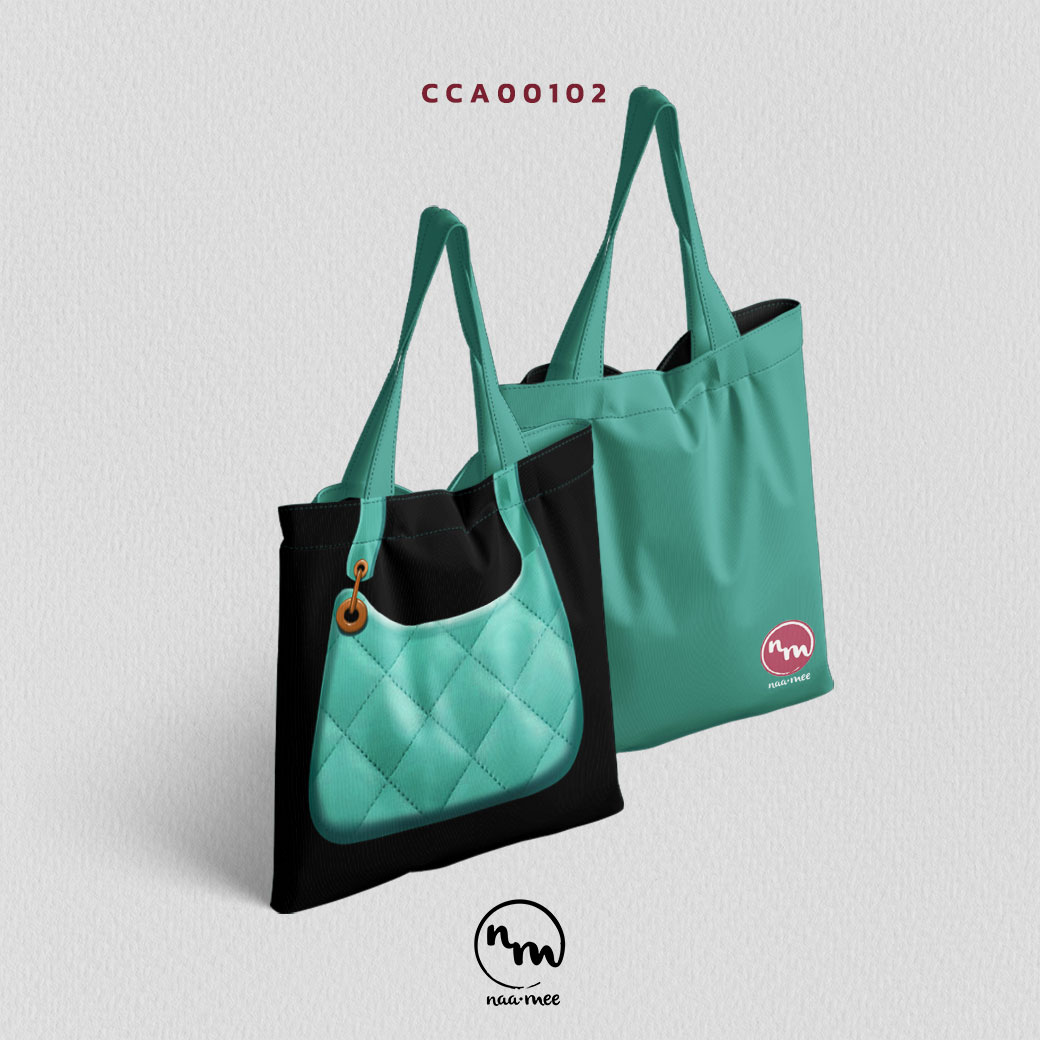 กระเป๋าแคนวาส CANVAS BAG พิมพ์ลาย กระเป๋าสีเขียว II CCA00102 #NaaMeeConcept #SHOPTER