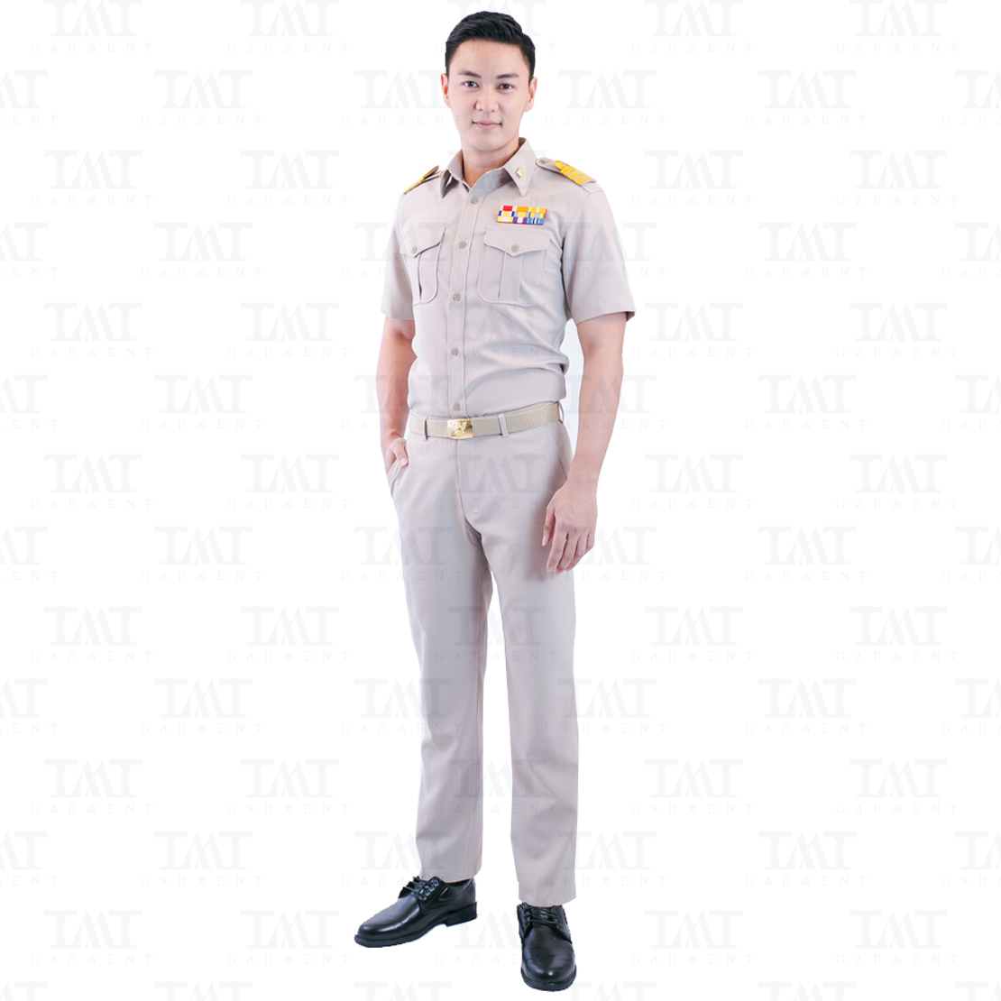 ชุดข้าราชการสีกากี-ชาย แขนสั้น