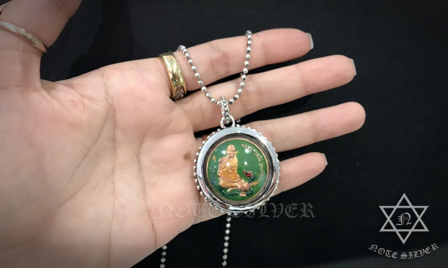 กรอบพระไข่ปลา ทรงกลม Sterling Silver 925 NSSV2269