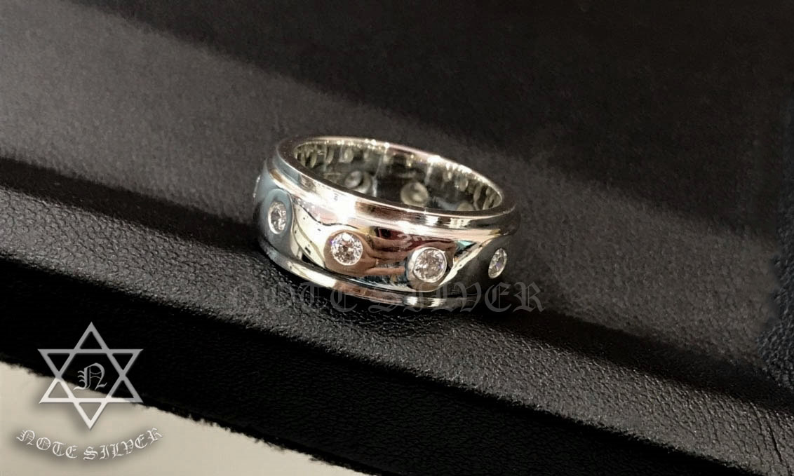แหวนเงินแท้ ฝังเพชรเว้น รอบวง Sterling Silver 925 NSRG2132
