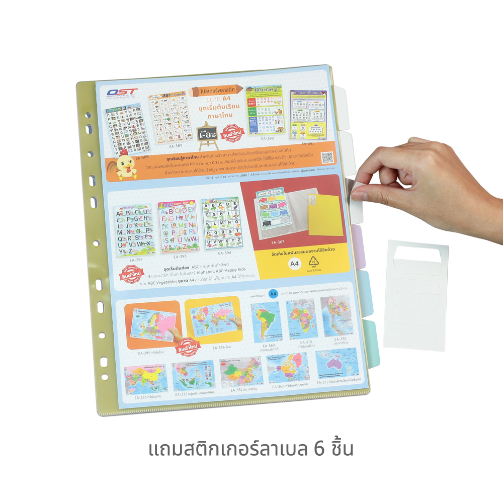 แฟ้มซองอินเด็กซ์ A4 ชนิด 6หยักสั้น DX-617