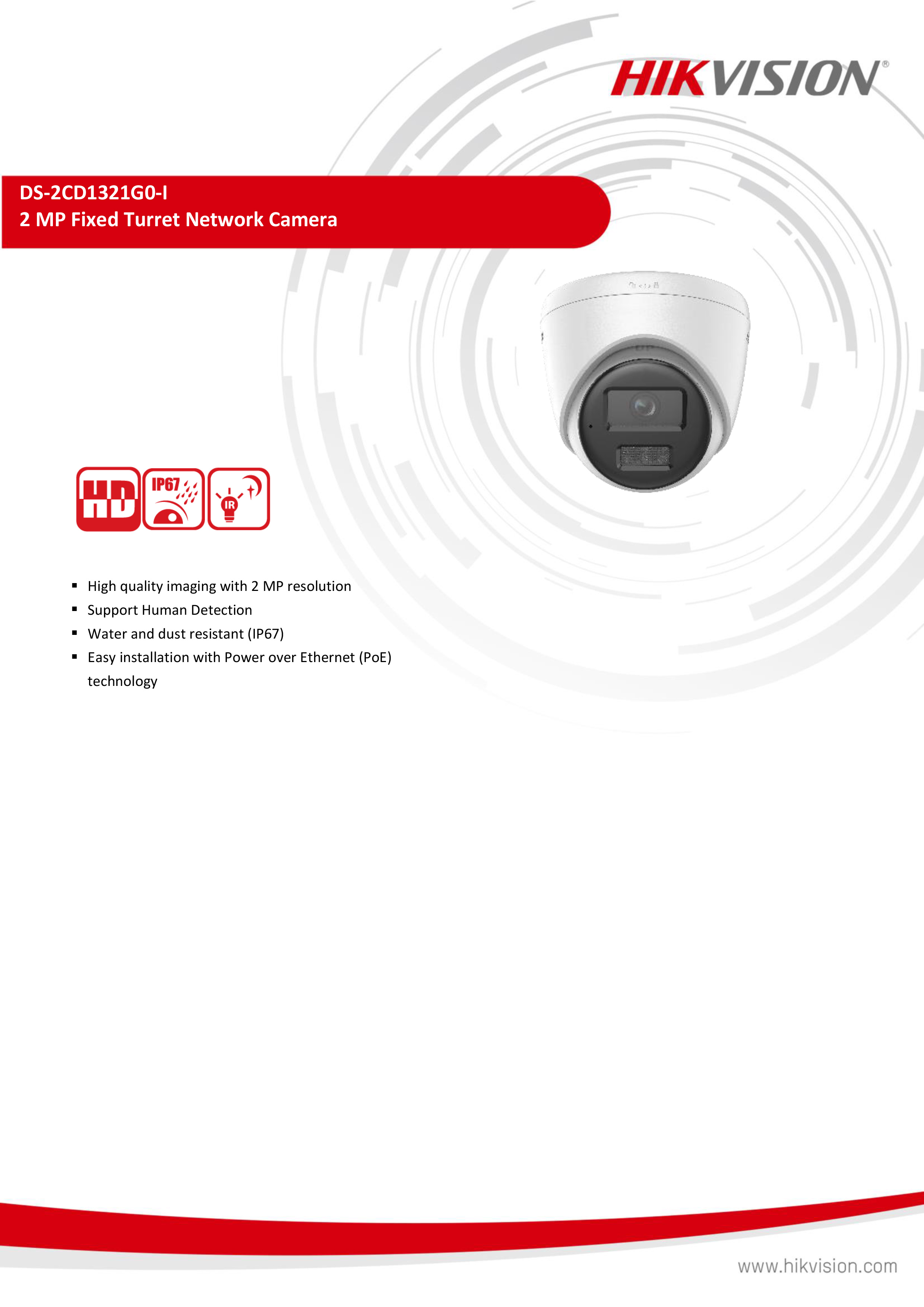 HIKVISION DS-2CD1321G0-I (2.8/4 mm) กล้องวงจรปิดระบบ IP ความละเอียด 2 ล้านพิกเซล POE ไม่ใช่กล้อง WIFI BY BILLIONAIRE SECURETECH DS-2CD1321G0-I