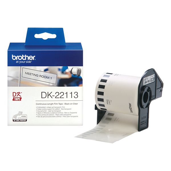 ป้ายสติ๊กเกอร์พิมพ์อักษร BROTHER เทปฟิล์มต่อเนื่องพื้นใส DK-22213