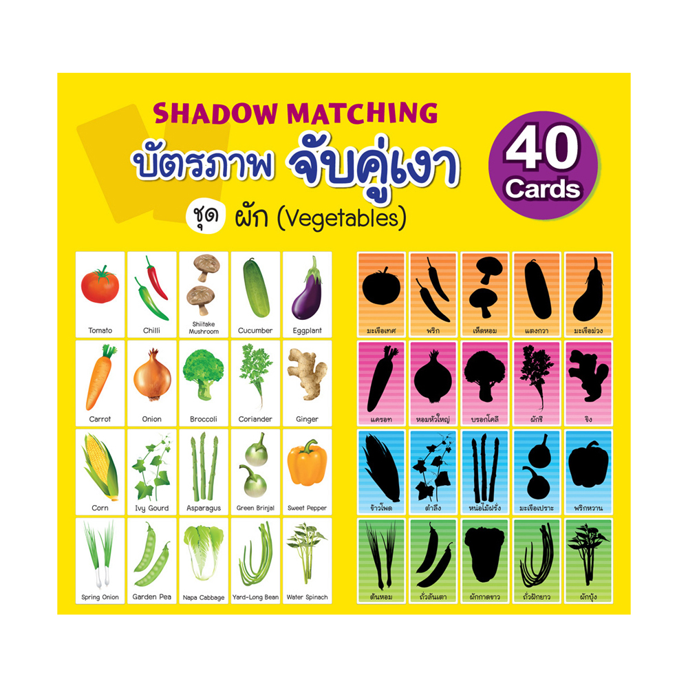 เกมจับคู่ บัตรคำ ภาพจริงกับเงา