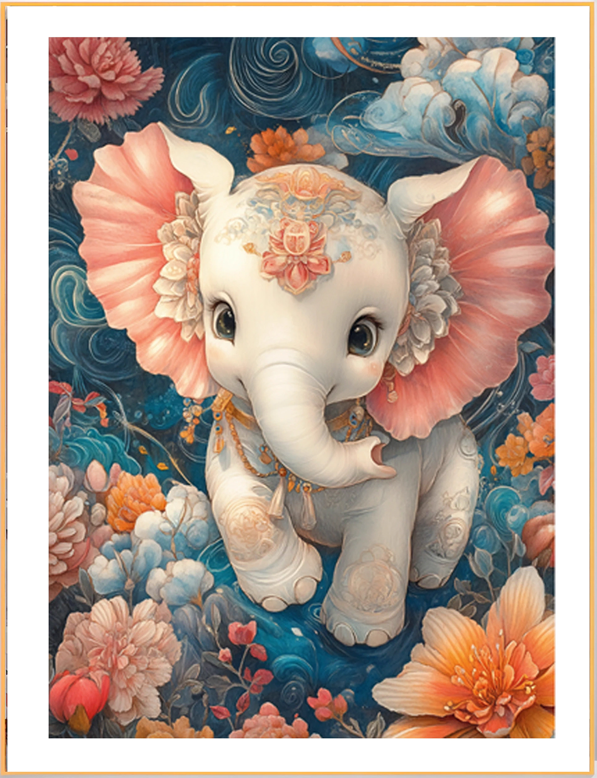 chang-1015 *สินค้าหมด* ชุดปักครอสติช ลายช้างน้อยน่ารัก (ปักเต็มผืนผ้า ไม่มีเดินเส้น ผ้า11CTสีน้ำตาลพิมพ์ลาย ปัก 3 เส้นเล็ก) ขนาด 50*70 ซม.ผ้าครอสติช 11CTพิมพ์ลายปักบนผ้า ไหมคอตตอน 37 สี ผังลาย เข็ม