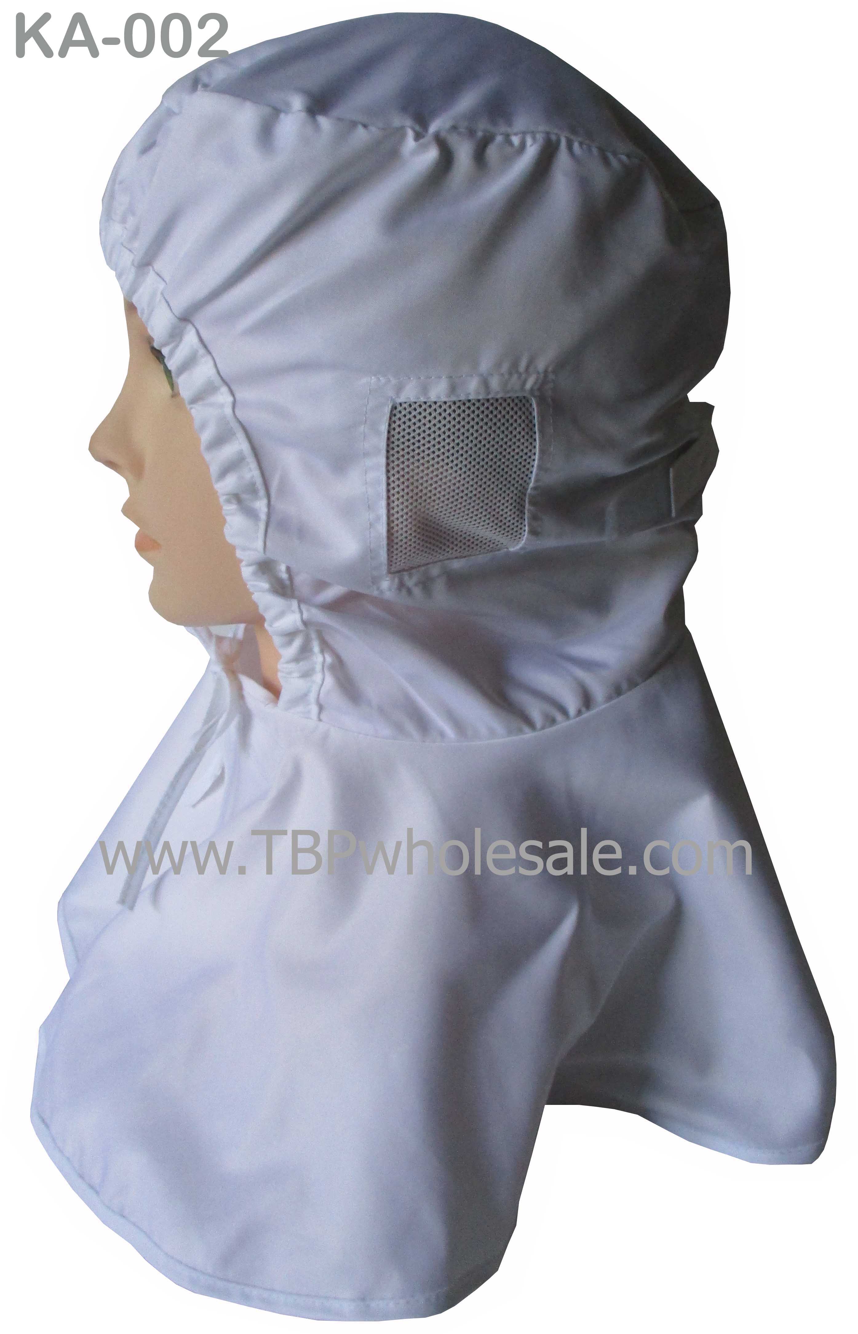 KA-002===ราคาส่ง 95 บาท ขั้นต่ำ 100 ใบ หมวกคลุมไหล่ ไม่มีปีกหมวก ผ้าทั้งใบ เจาะรูตาข่ายที่หู กรอบหน้าเย็บยางยืดกันผมตกหล่น สนใจติดต่อ 0810110084/023972066