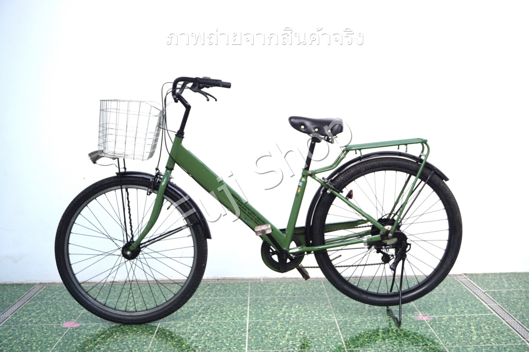 จักรยานแม่บ้านล้อโต ญี่ปุ่น - ล้อ 27.5x1.95 - เกียร์ 6 สปีด - ไฟหน้าอัตโนมัติ - Cavallo - สีเขียว [จักรยานมือสอง]