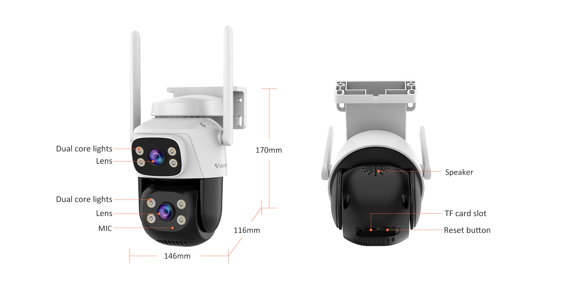 Vstarcam C622DR กล้องวงจรปิดระบบ IP WIFI 1+1 MP กล้องเลนส์คู่ Color Night Vision มีไมค์และลำโพงในตัว ติดตั้งภายนอกได้ BY BILLIONAIRE SECURETECH C622DR