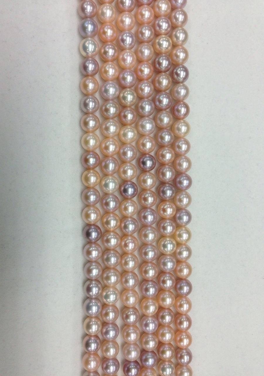 สร้อยคอไข่มุกแท้แบบ 2 ชั้น ขนาดมุก 8-8.5 มิล กลม Multi-Color, top grade