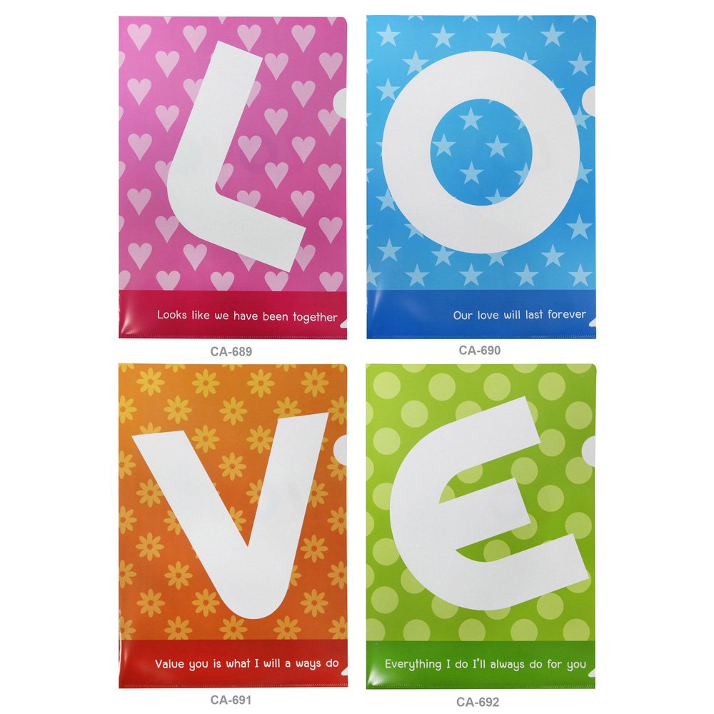 แฟ้มซอง A4 พิมพ์ลายชุด L-O-V-E