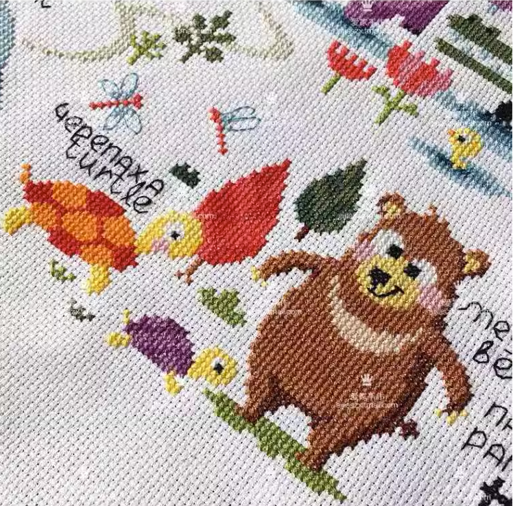 animal-1101 *สินค้าหมด* ชุดปักครอสติช ลายแผนที่สัตว์น้อย (ผ้า11CTพิมพ์ลาย ปัก 3 เส้นเล็ก) ขนาด 70*48 ซม.ผ้าครอสติช 11CTพิมพ์ลายปักบนผ้า ไหมคอตตอน 25 สี ผังลาย เข็ม