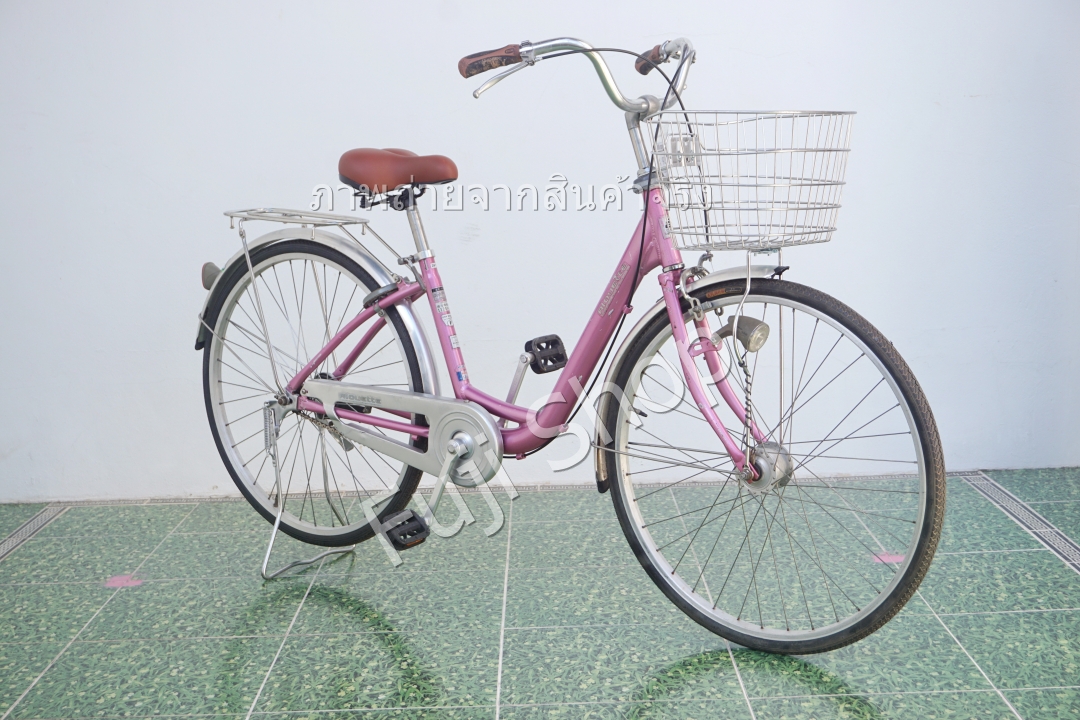 จักรยานแม่บ้านญี่ปุ่น - ล้อ 26 นิ้ว - ไม่มีเกียร์ - อลูมิเนียม - ไฟหน้าอัตโนมัติ - สีชมพู [จักรยานมือสอง]