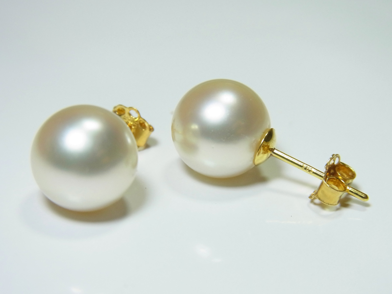 ต่างหูไข่มุก south sea 9-10 มิล ตัวเรือน 14k สีขาวอมชมพู เกรด AAA