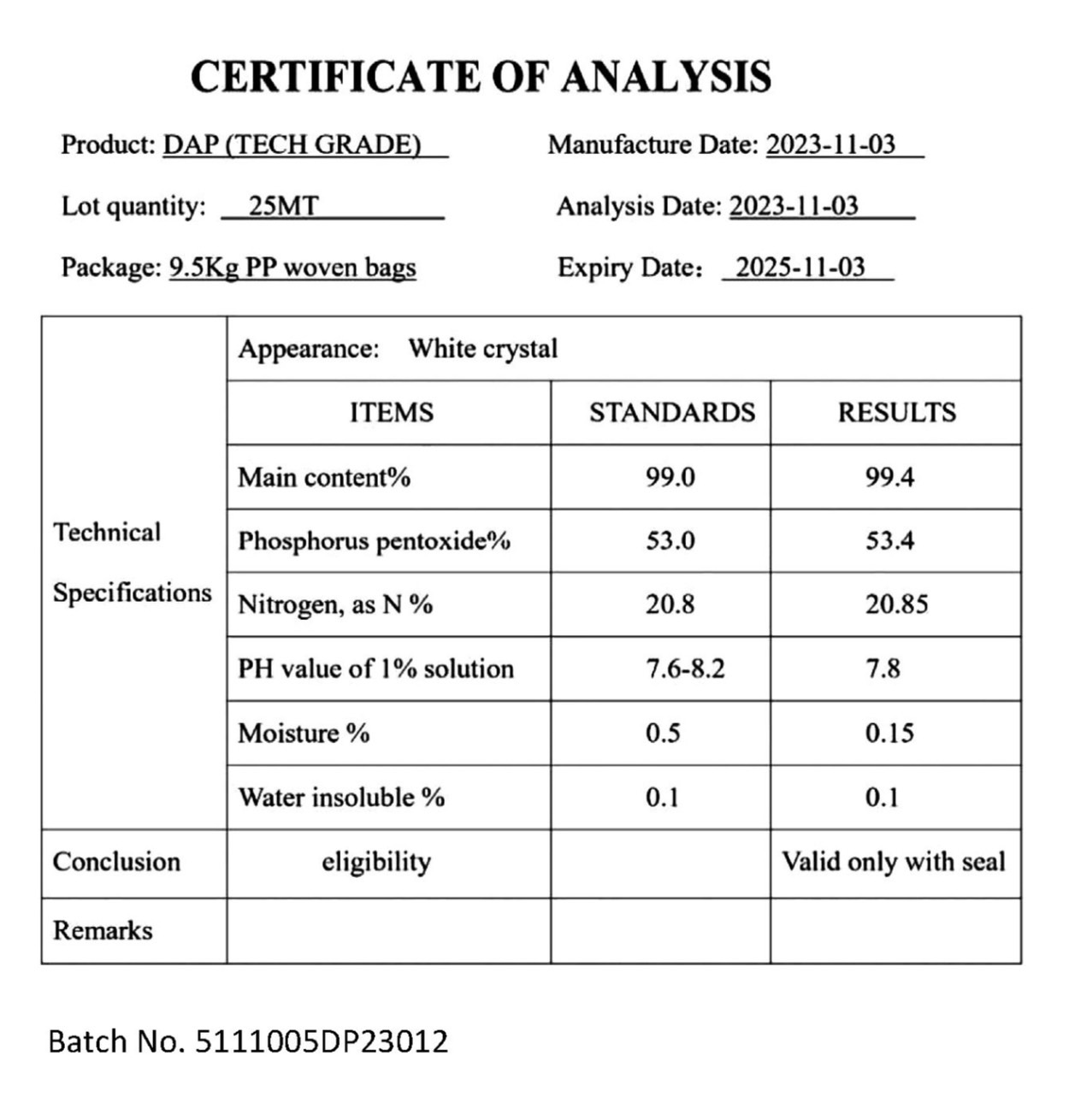 DAP 20-53-0 Diammonium Phosphate ไดแอมโมเนียมฟอสเฟต 25 กิโลกรัม