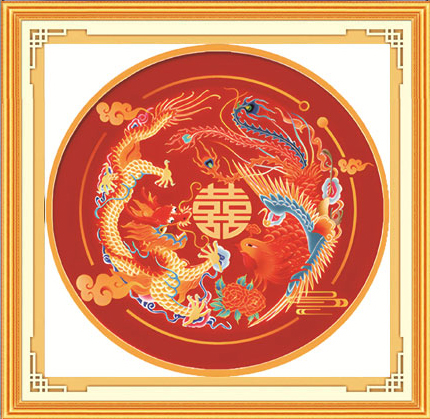 dragon-1104 *สินค้าหมด* ชุดปักครอสติช ลายหงส์คู่มังกร (ปักเต็มผืนผ้า ไม่มีเดินเส้น ผ้า11CTพิมพ์ลาย ปักครั้งละ 3 เส้นเล็ก) ขนาด 70*70 ซม.ผ้าครอสติช 11CTพิมพ์ลายปักบนผ้า ไหมคอตตอน 21 สี ผังลาย เข็ม