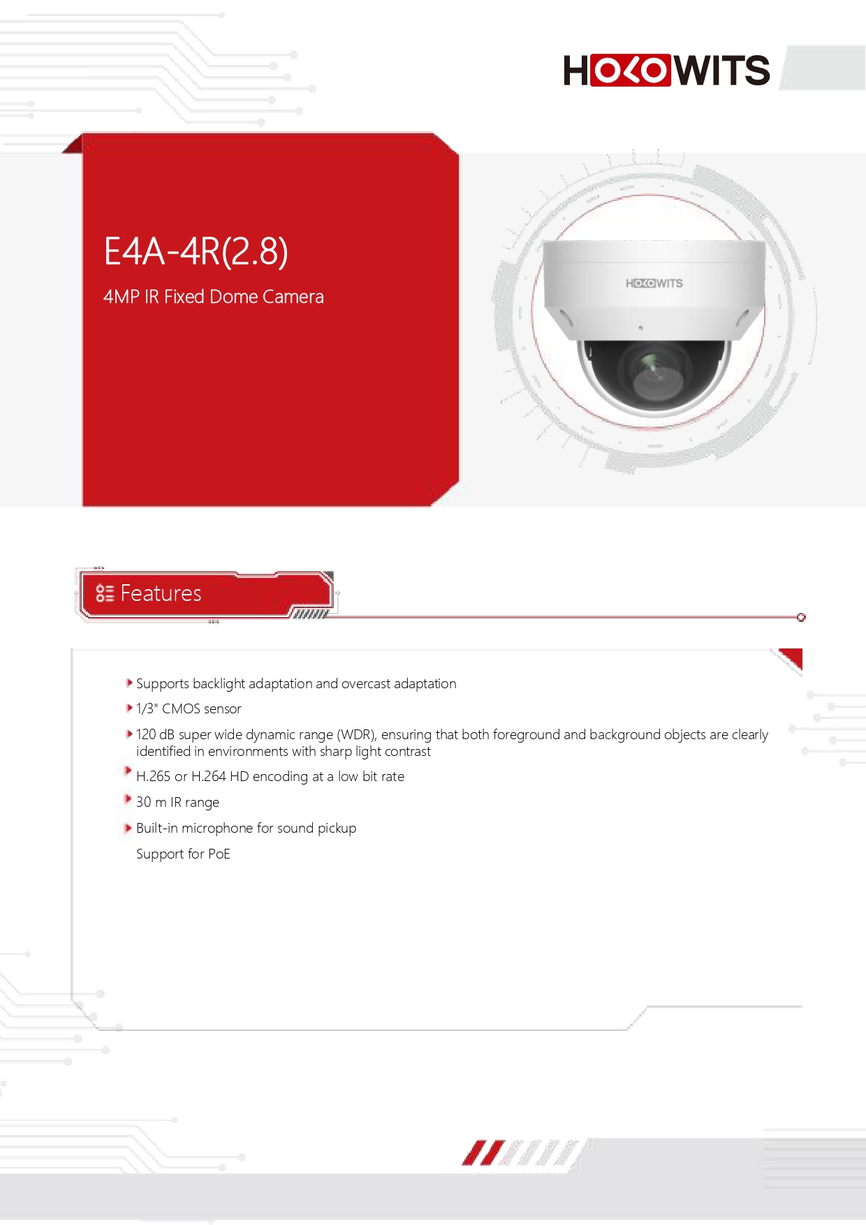 HOLOWITS E4A-4R (2.8 MM.) กล้องวงจรปิด IP Camera 4MP IR 30M., ตรวจจับความเคลื่อนไหว, มีไมค์ในตัว BY BILLIONAIRE SECURETECH HOLOWITS E4A-4R