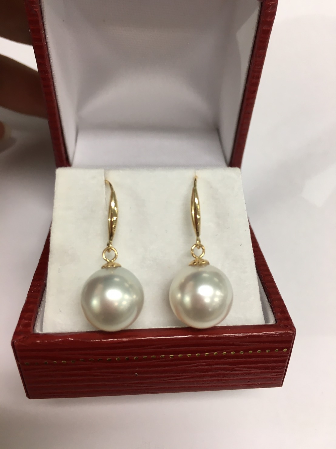 ต่างหูไข่มุก south sea 10-11 มิล สีขาว เกรด AAA ก้าน 18k