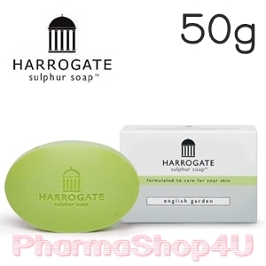 (English Garden) HARROGATE Sulphur Soap 50g ฮาโรเกต #สีเขียว สบู่ก้อนซัลเฟอร์ สบู่น้ำแร่ (ใช้ได้ทั้งหน้าและตัว)